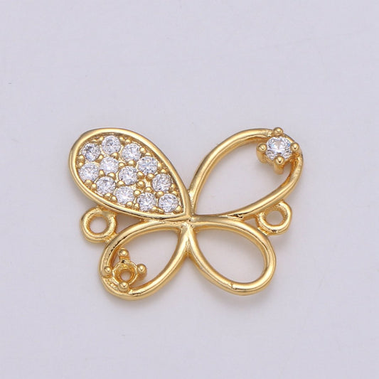 24K Dainty Little Butterfly Gold Filled Connectors  F-566