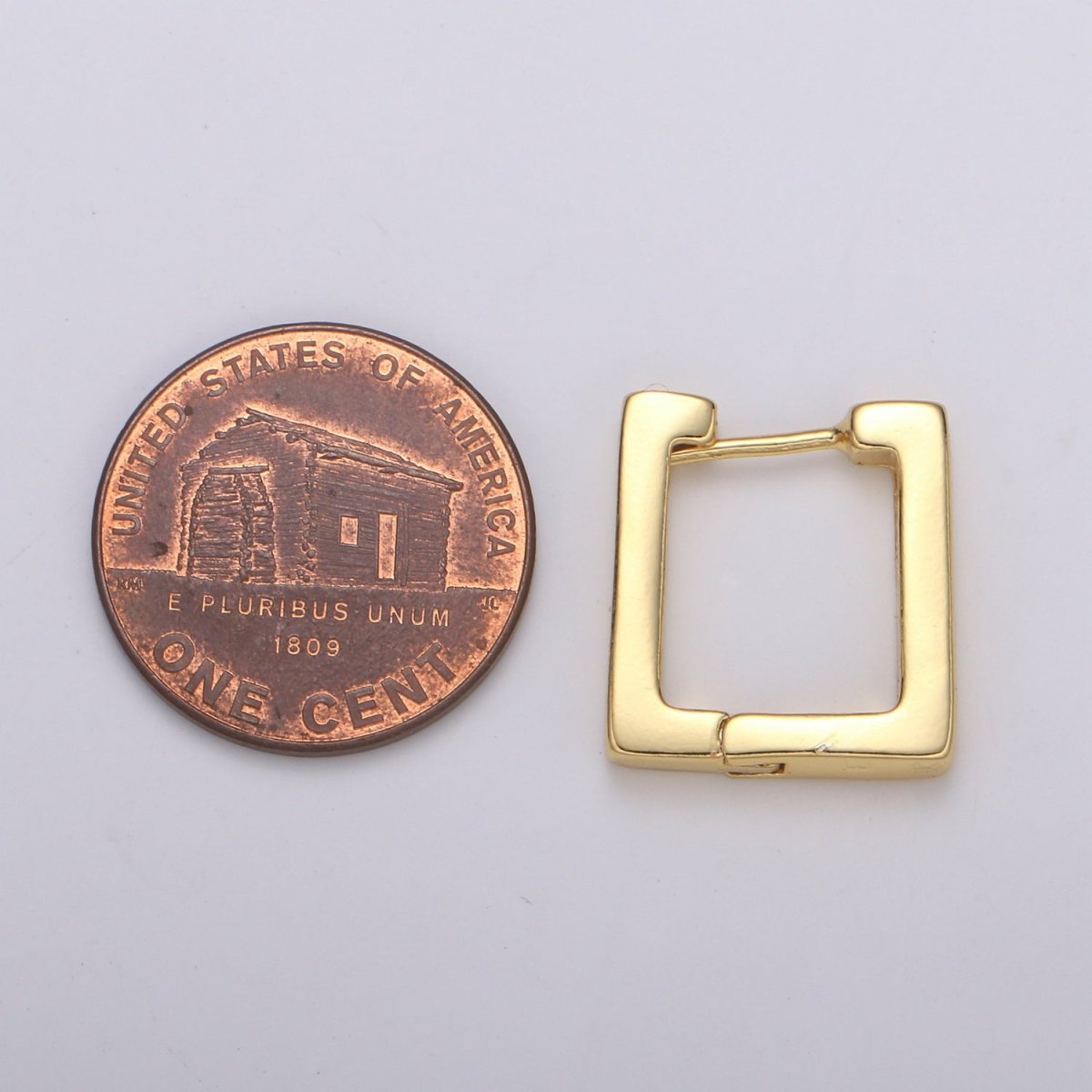 24k Gold Earrings, Square Huggie Earring, 16X15mm Square Earrings, DIY Earrings, Everyday Wear Earrings Gift Jewelry Earring P-032