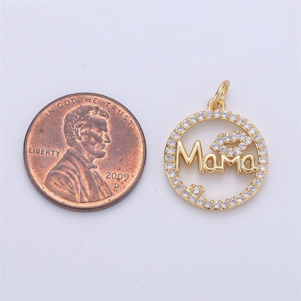24k Gold Fill Micro Pave Mother Charm - Mama Necklace Charm - Mother Necklace Pendant - Mother's Day Gifts - Mama Letter Necklace Pendant I-563
