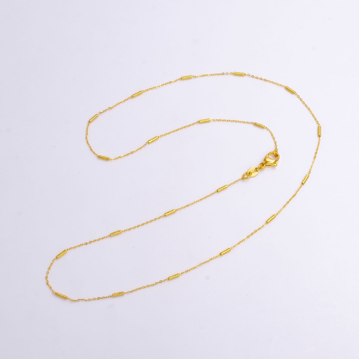 24K Gold Filled 0.6mm Dainty Artisan Tube Cable Satellite 17.5 Inch Layering Chain Necklace | WA-2210 Clearance Pricing
