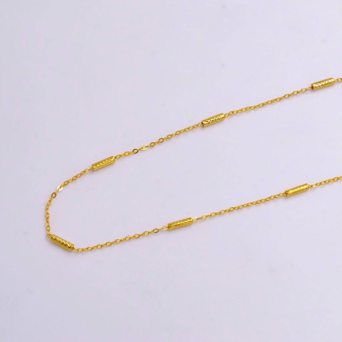 24K Gold Filled 0.6mm Dainty Artisan Tube Cable Satellite 17.5 Inch Layering Chain Necklace | WA-2210 Clearance Pricing