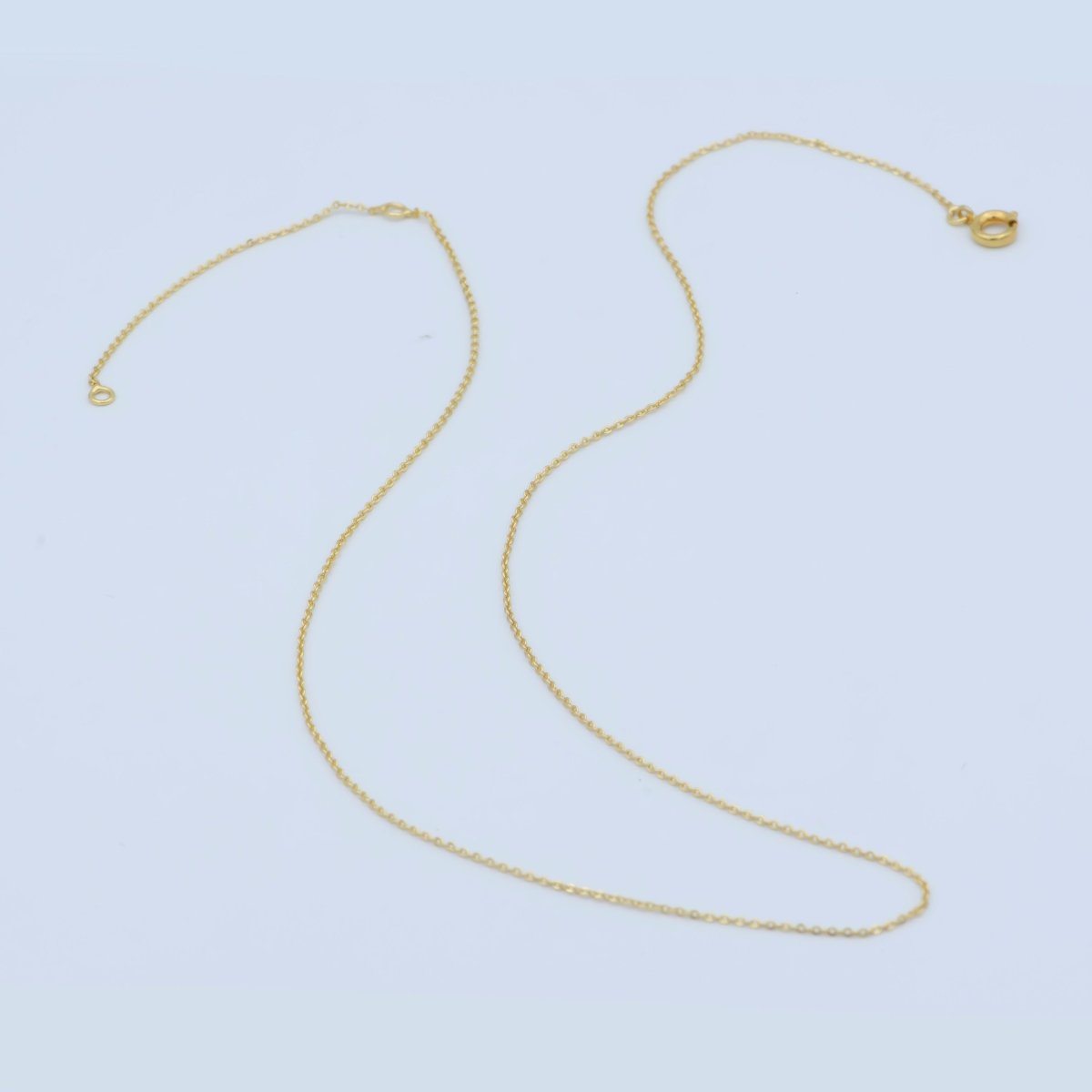 24K Gold Filled 0.7mm Dainty Cable Chain 18 Inch Necklace w. Extender | WA-187 Clearance Pricing