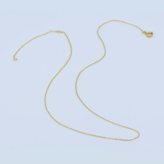 24K Gold Filled 0.7mm Dainty Cable Chain 18 Inch Necklace w. Extender | WA-187 Clearance Pricing