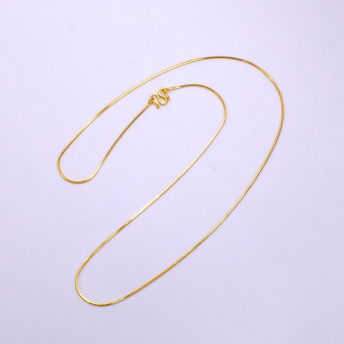 24K Gold Filled 0.7mm Dainty Snake 18 Inch Layering Chain Necklace w. S-Hook | WA-2331 Clearance Pricing