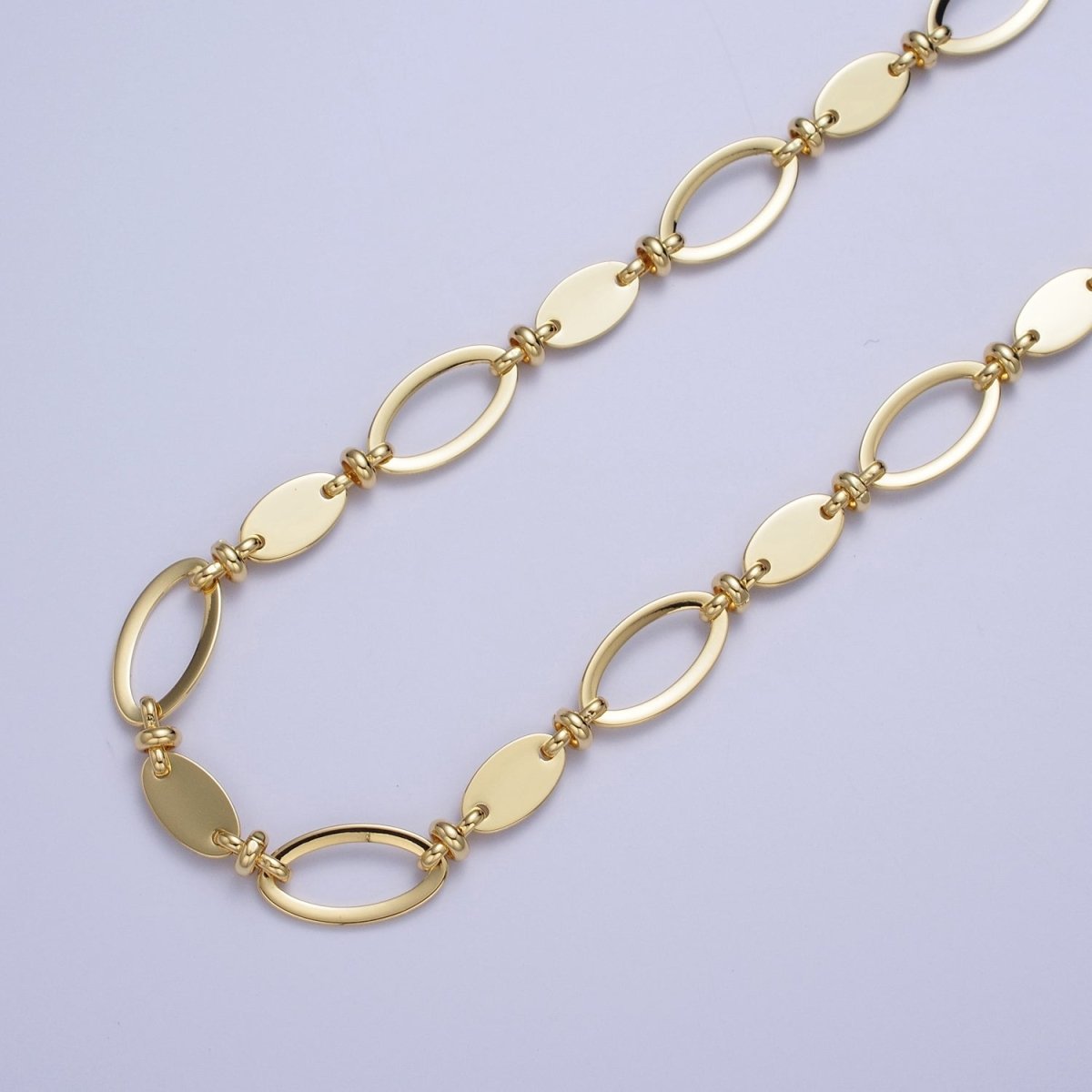 24K Gold Filled 10mm Designed Oval Cable Figure Eight Link Unfinished Chain | ROLL-878 Clearance Pricing