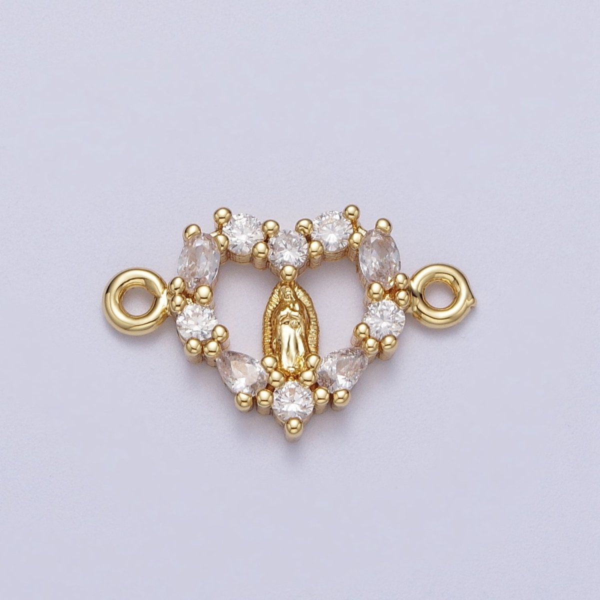 24K Gold Filled 12mm / 21mm Mother Virgin Mary Cubic Zirconia Connector Link  F-240 Y-637