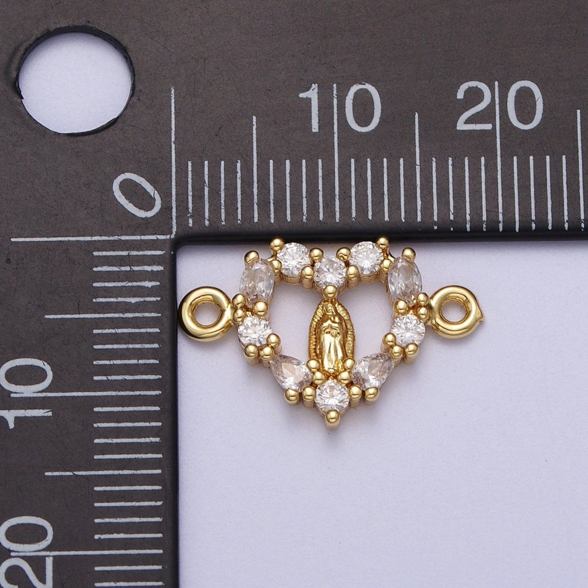 24K Gold Filled 12mm / 21mm Mother Virgin Mary Cubic Zirconia Connector Link  F-240 Y-637