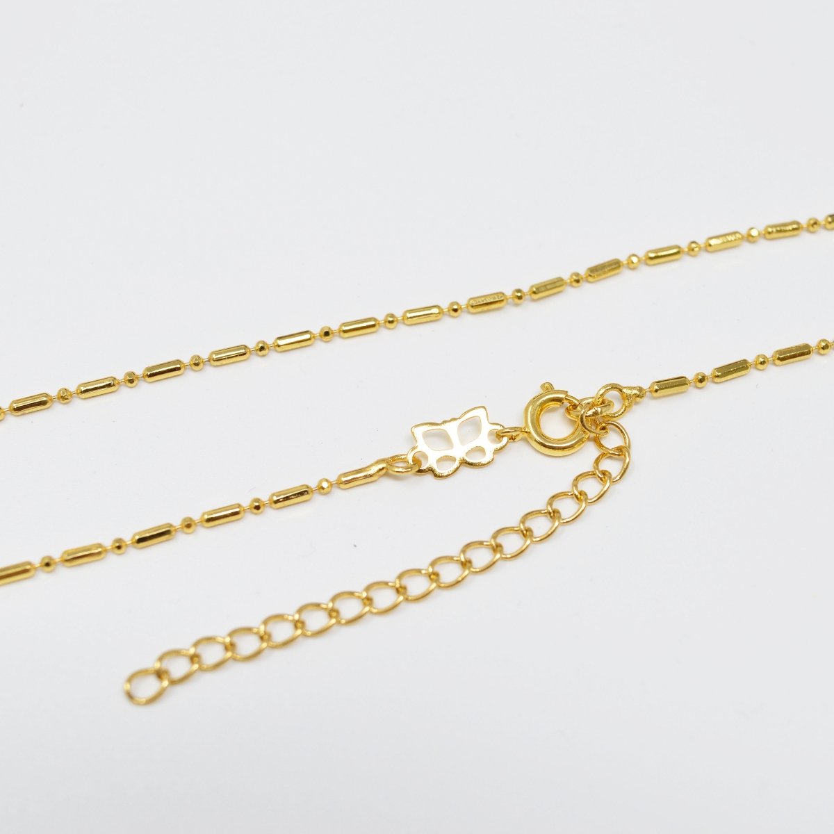 24K Gold Filled 1.2mm Tube Bar Chain, Bead Necklace 16 Inches + 2 Inches Chain Extender, Gold Cylinder Tube Bar Necklace Jewelry Making | CN-982  Clearance Pricing
