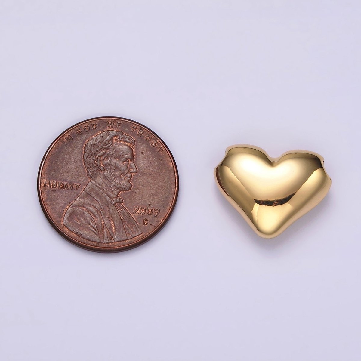 24K Gold Filled 13mm Chubby Heart Minimalist Bead | B844