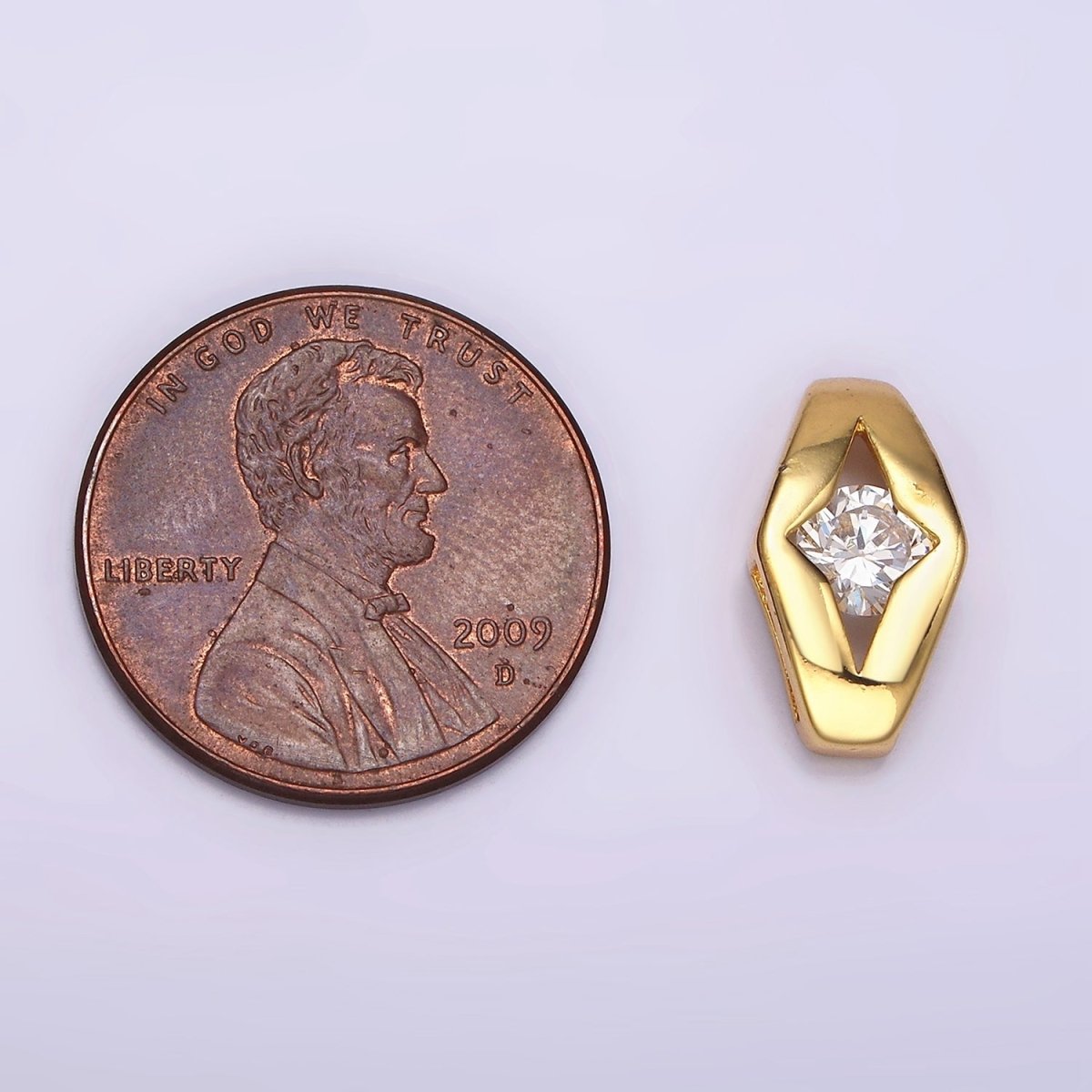 24K Gold Filled 14mm Clear Round CZ Open Celestial Star Geometric Bead | B843