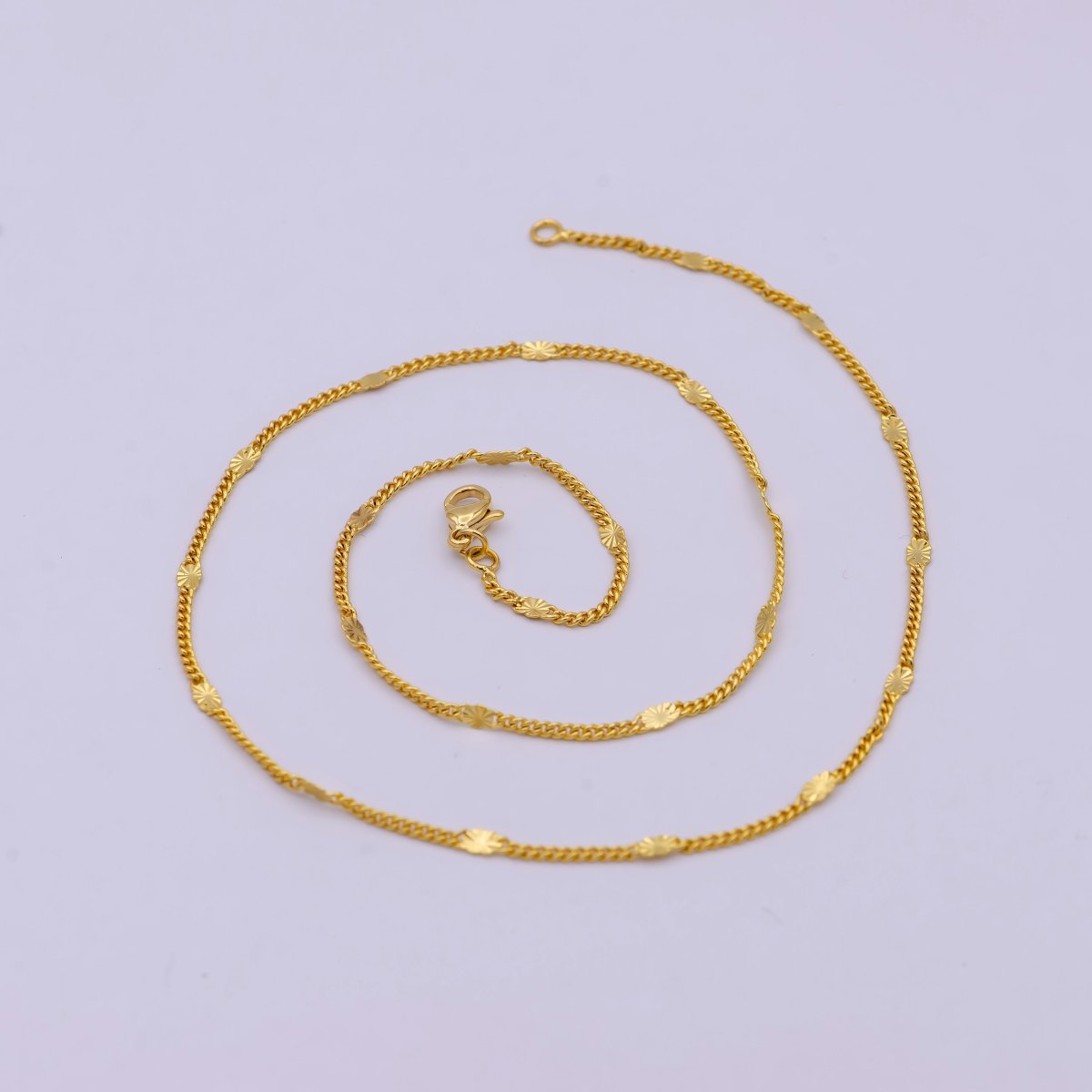 24K Gold Filled 1.5mm Curb Chain 15.5, 18 inch Finished Necklace For Wholesale Necklace Dainty Jewelry Making Supplies | WA-521 Clearance Pricing