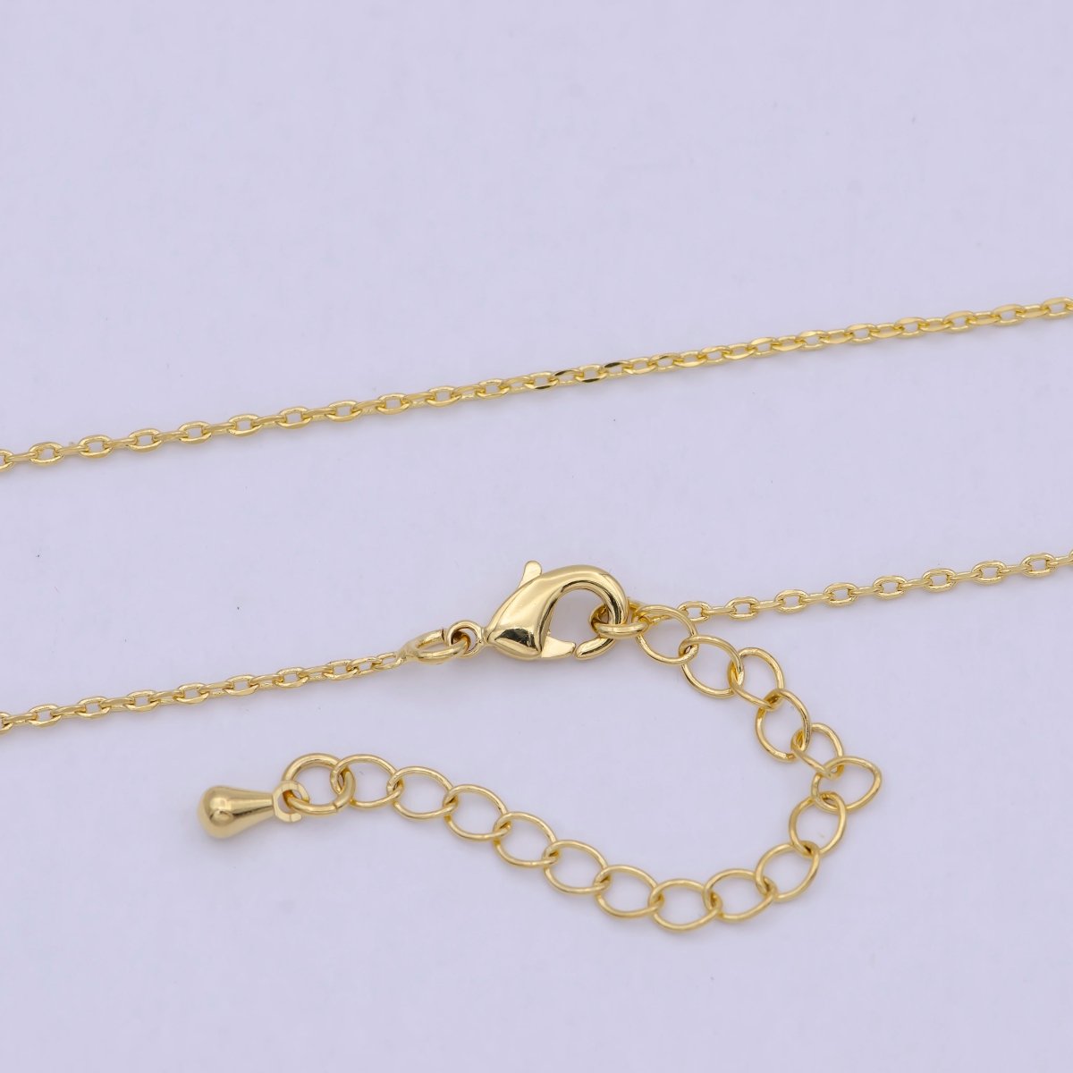 24K Gold Filled 1.5mm Dainty Cable 18 Inch Layering Chain Necklace w. Extender | WA-792