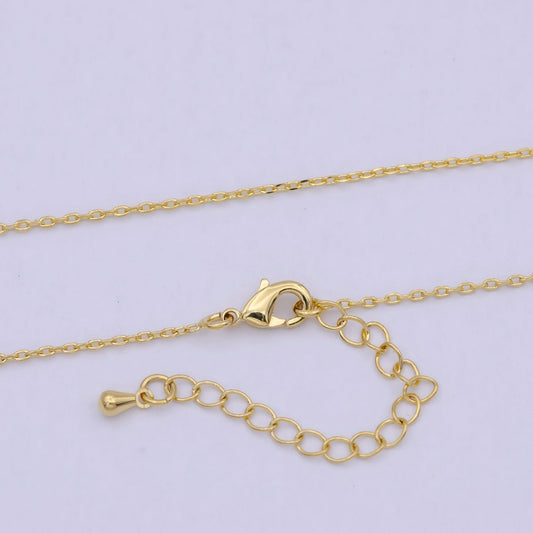 24K Gold Filled 1.5mm Dainty Cable 18 Inch Layering Chain Necklace w. Extender | WA-792