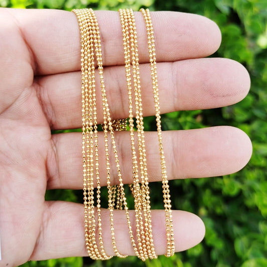 24K Gold Filled 1.5mm Dainty Round Beaded 18 Inch Layering Chain Necklace | WA-200 Clearance Pricing
