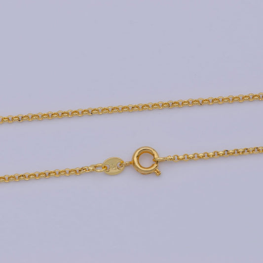 24K Gold Filled 1.5mm Dainty Round Rolo 18 Inch Layering Chain Necklace | WA-468 Clearance Pricing
