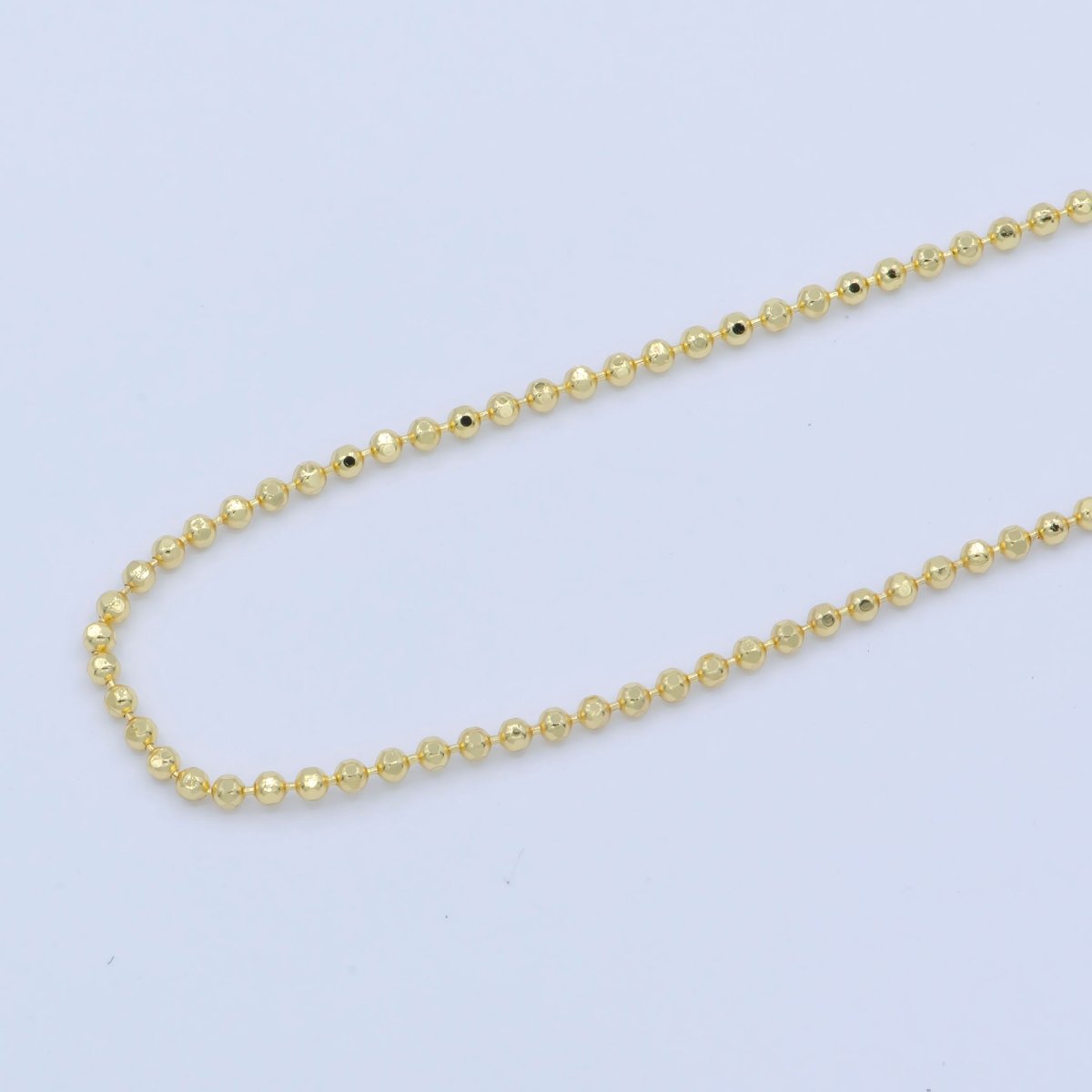 24K Gold Filled 1.5mm Round Beaded Chain 18 Inch Layering Necklace | WA-234
