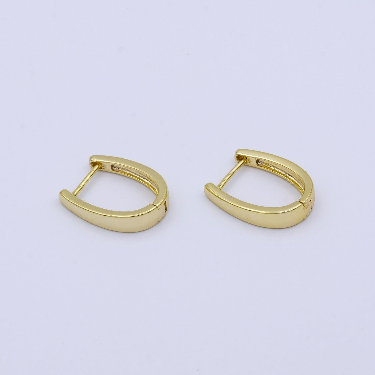 24K Gold Filled 17mm U-Shaped Oblong Huggie Hoop Earrings | AB1018
