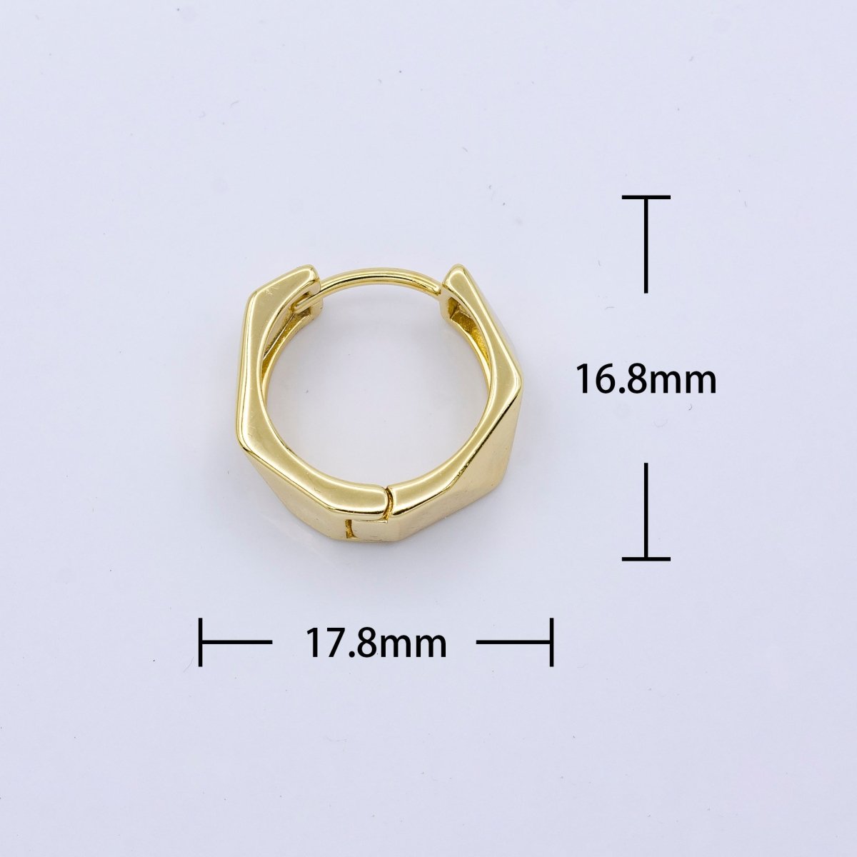 24K Gold Filled 18mm Geometric Abstract Huggie Hoop Earrings | AB1020