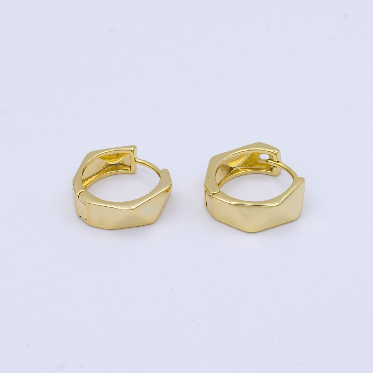 24K Gold Filled 18mm Geometric Abstract Huggie Hoop Earrings | AB1020