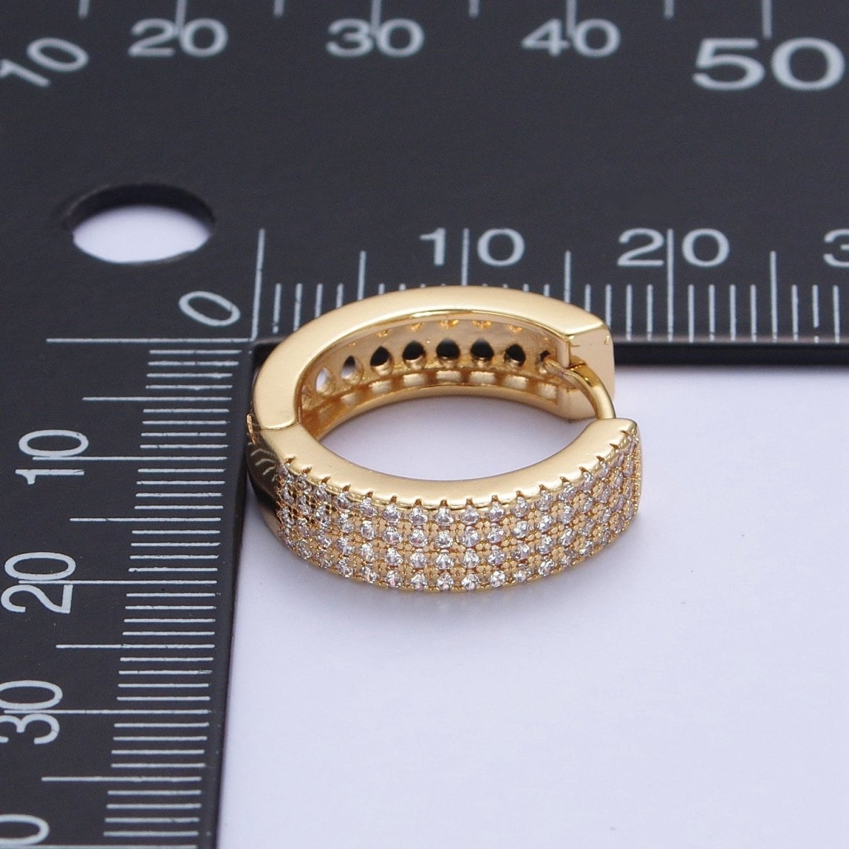 24K Gold Filled 18mm Micro Pave CZ Huggie Hoop Earrings T-031