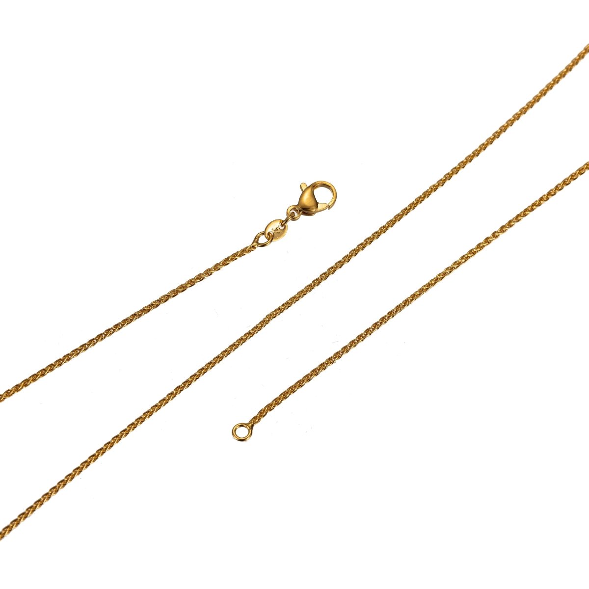 24K Gold Filled 1mm 18 19.5 Inch Wheat Chain Necklace with spring ring clasp ready to wear chain Finished chain for necklace supply | CN-432 CN-479  Clearance Pricing