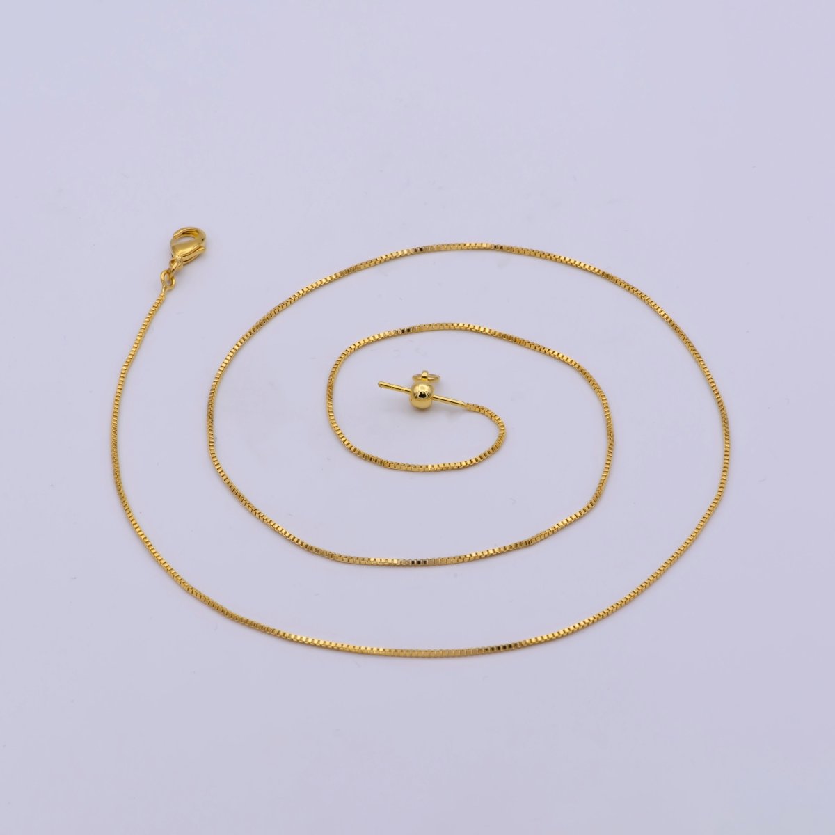 24K Gold Filled 1mm Box Layering 20 Inch Slider Chain Necklace | WA-418 Clearance Pricing
