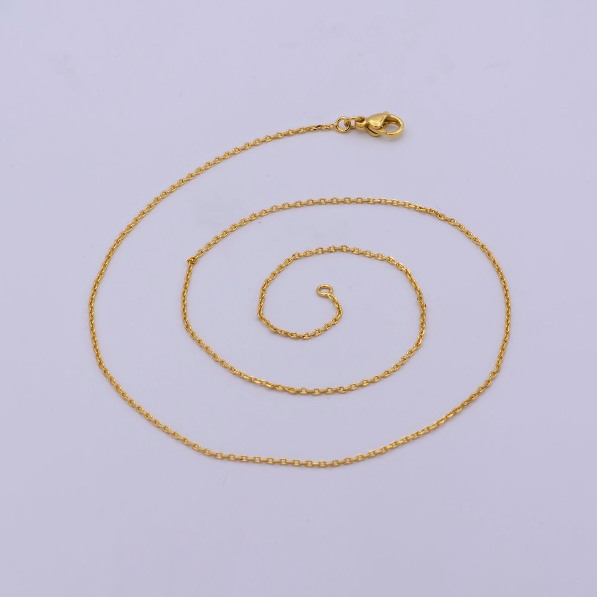 24K Gold Filled 1mm Dainty Cable 17.5 Inch Layering Chain Necklace w. Lobster Clasps | WA-467 Clearance Pricing