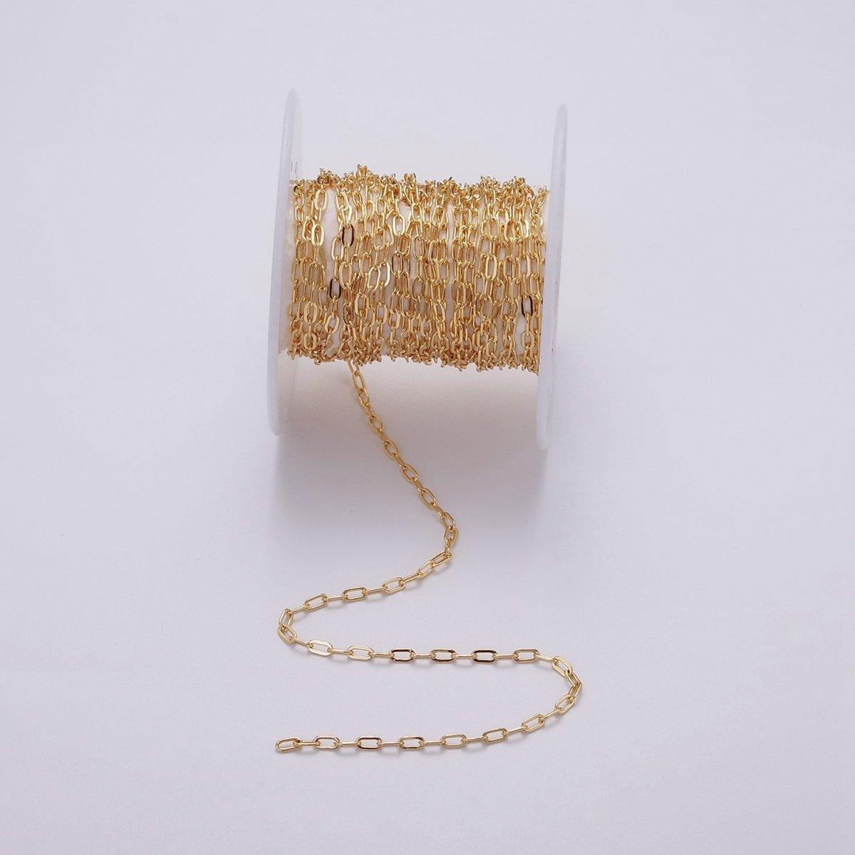 24K Gold Filled 2.1mm PaperClip Cable Unfinished Chain For Jewelry Making | ROLL-1384