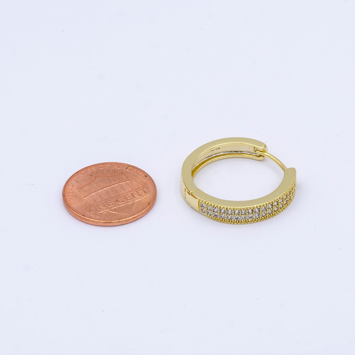 24K Gold Filled 22mm Double Micro Paved Endless Hoop Earrings | AB1019