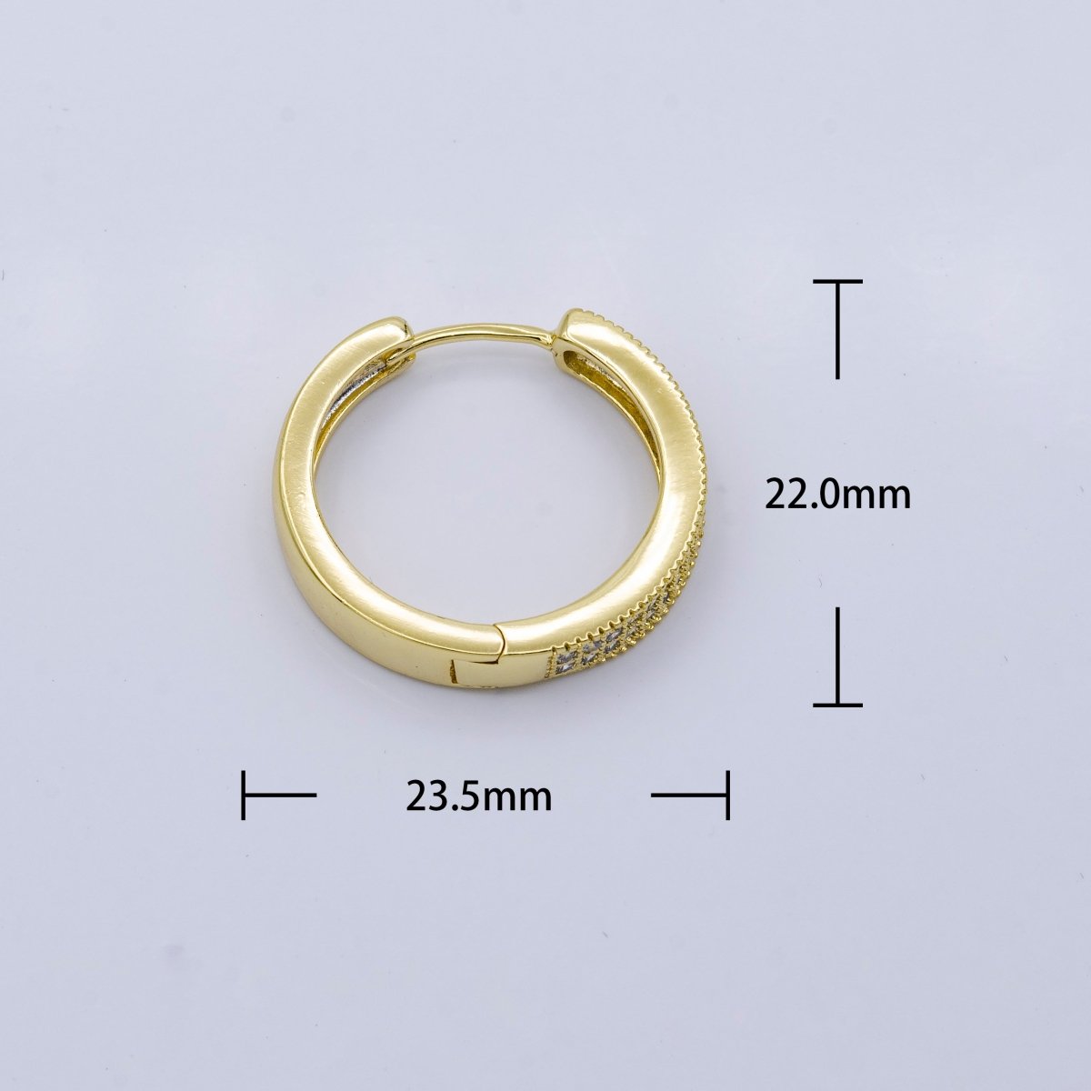 24K Gold Filled 22mm Double Micro Paved Endless Hoop Earrings | AB1019