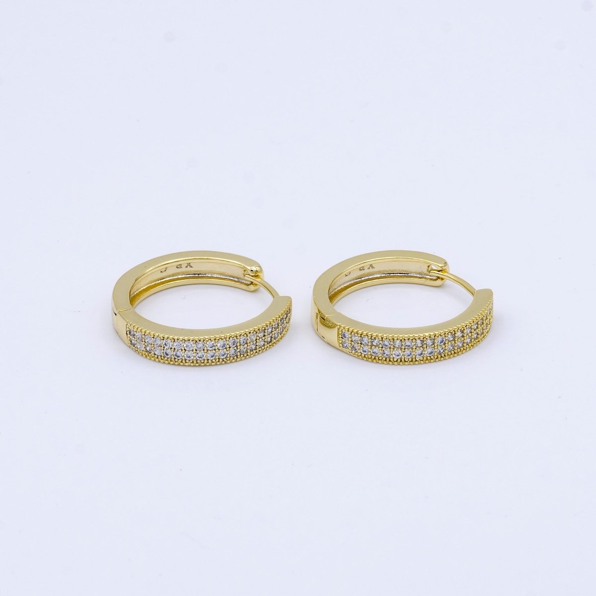 24K Gold Filled 22mm Double Micro Paved Endless Hoop Earrings | AB1019