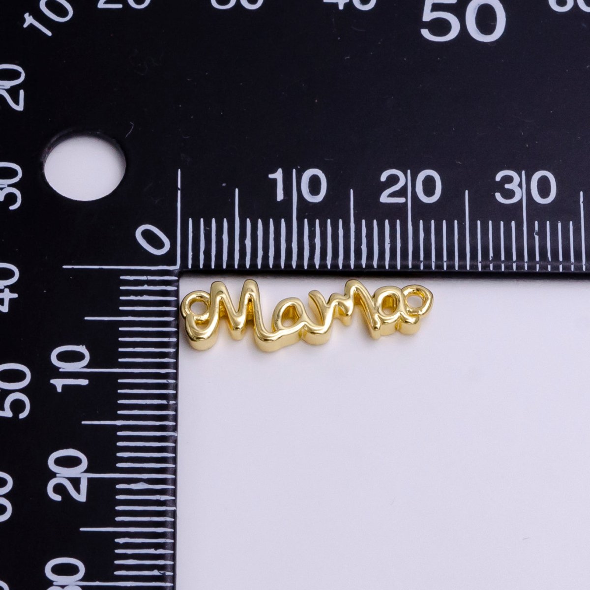 24K Gold Filled 22mm "Mama" Handwritten Script Sideway Sideway Connector  F836