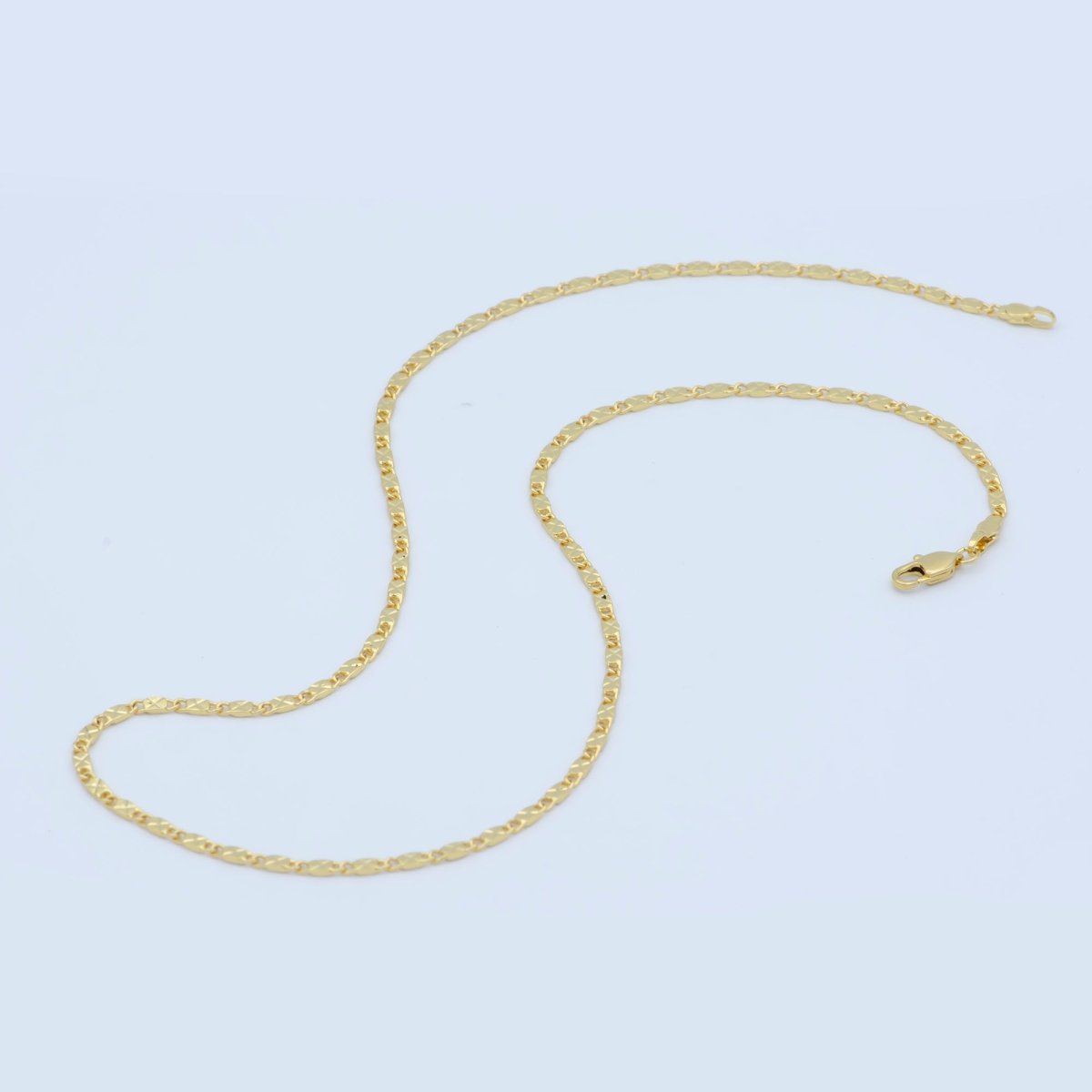 24K Gold Filled 2.2mm Sunburst Textured Scroll 18 Inch Layering Chain Necklace | WA-191 Clearance Pricing