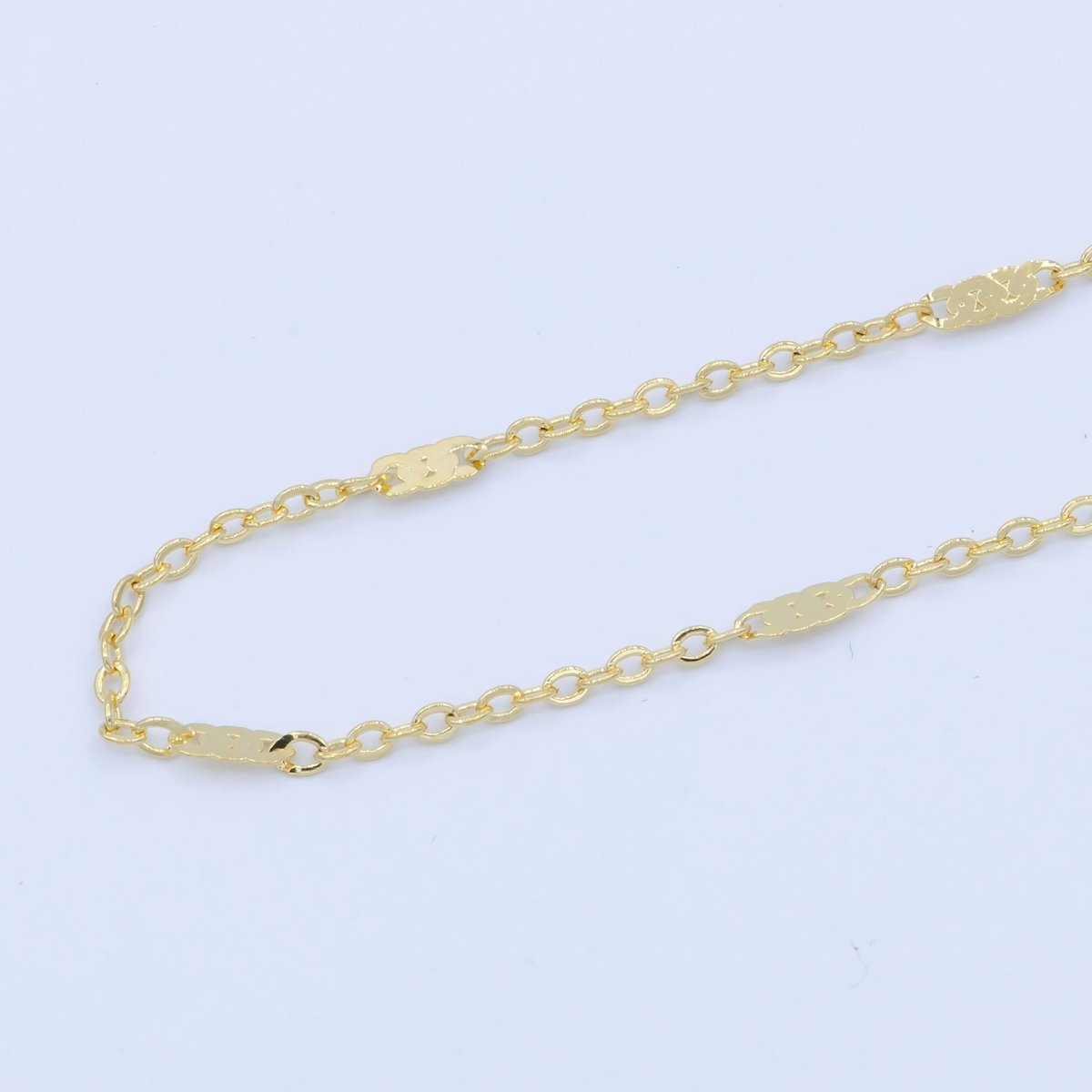 24K Gold Filled 2.2mm Unique Round Rolo Cable Triple Flat Link 18 Inch Chain Necklace | WA-194 Clearance Pricing