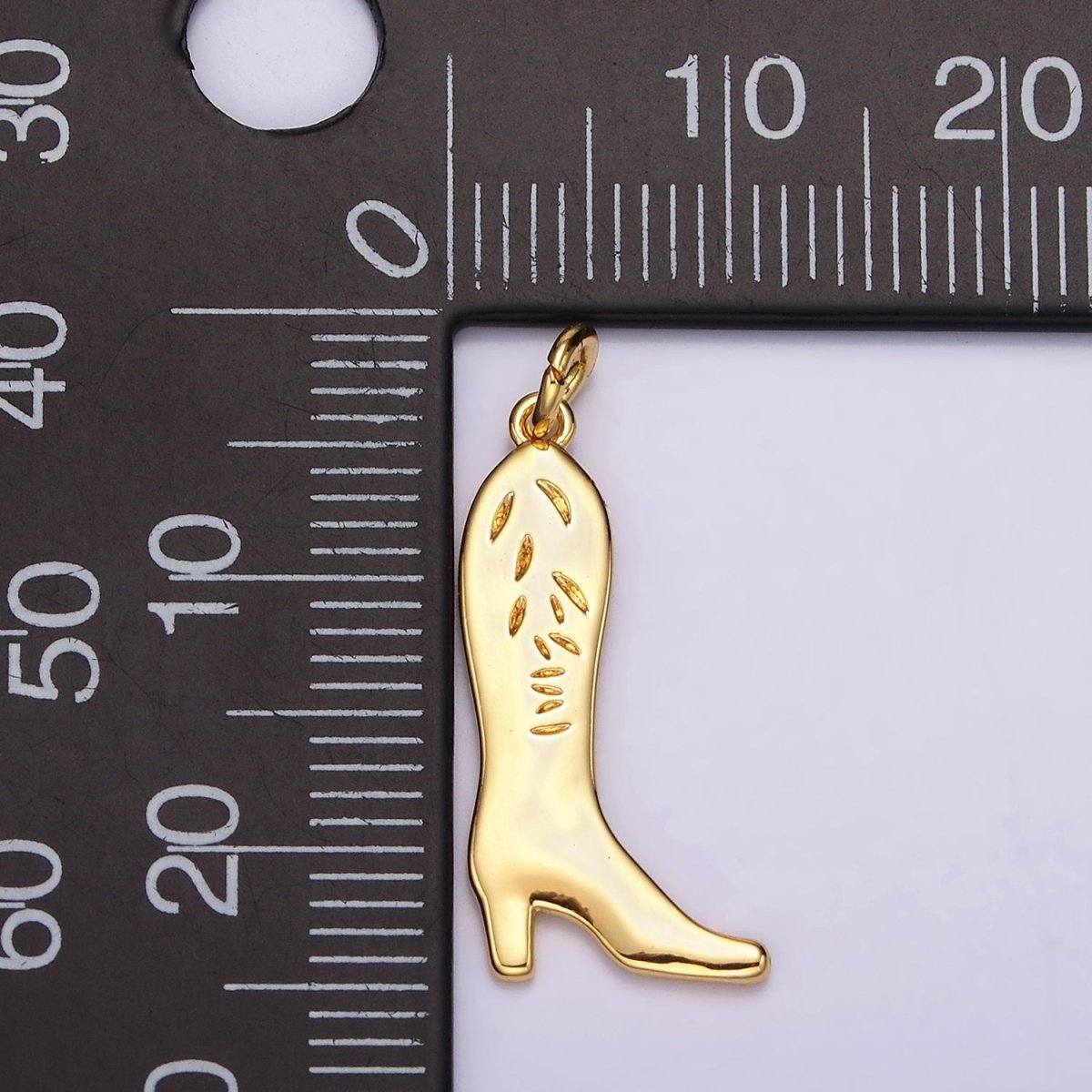 24K Gold Filled 24mm High Heel Cowboy Boots Lined Minimalist Charm | AC867