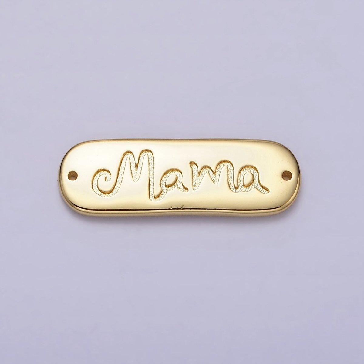 24K Gold Filled 25mm "Mama" Handwritten Script Tag Connector | Y-754