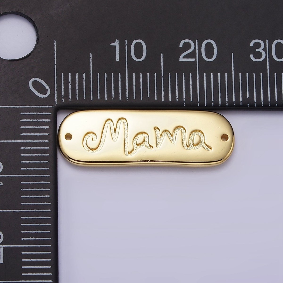 24K Gold Filled 25mm "Mama" Handwritten Script Tag Connector | Y-754