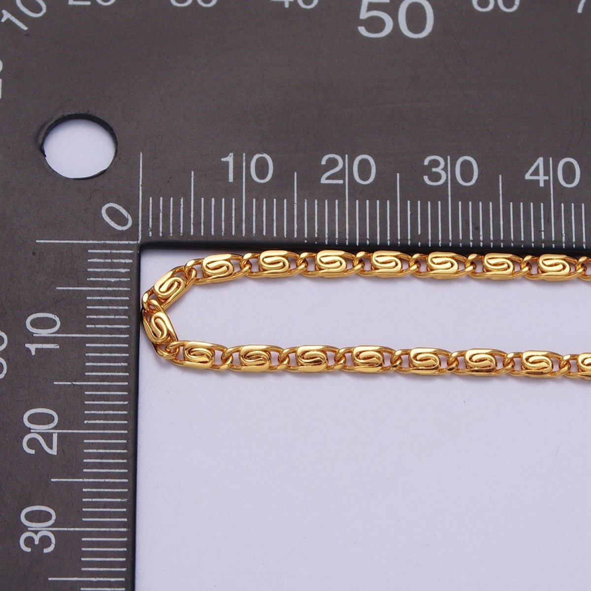 24K Gold Filled 2.5mm Snail Scroll Chain 17.5, 18.5, 19 Inches Necklace in Gold & Silver | WA-1265 - WA-1270 Clearance Pricing