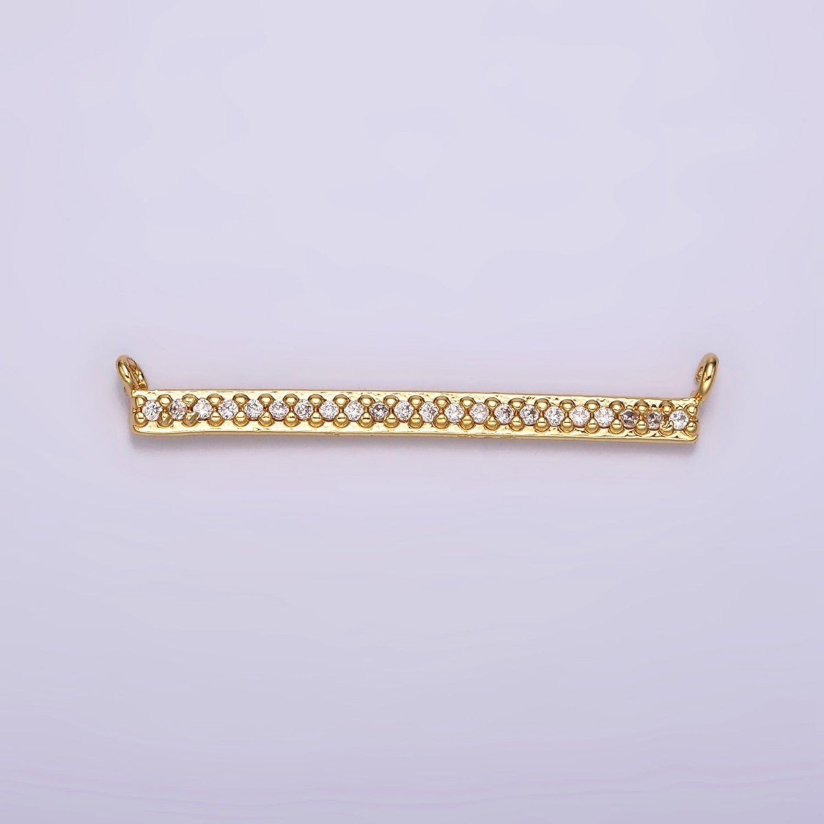 24K Gold Filled 28mm Clear Micro Paved CZ Rectangular Bar Connector | G804