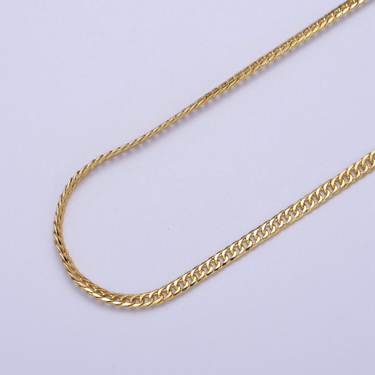 24K Gold Filled 2.8mm Flat Designed Curb Unfinished Chain by Yard | ROLL-1069 Clearance Pricing