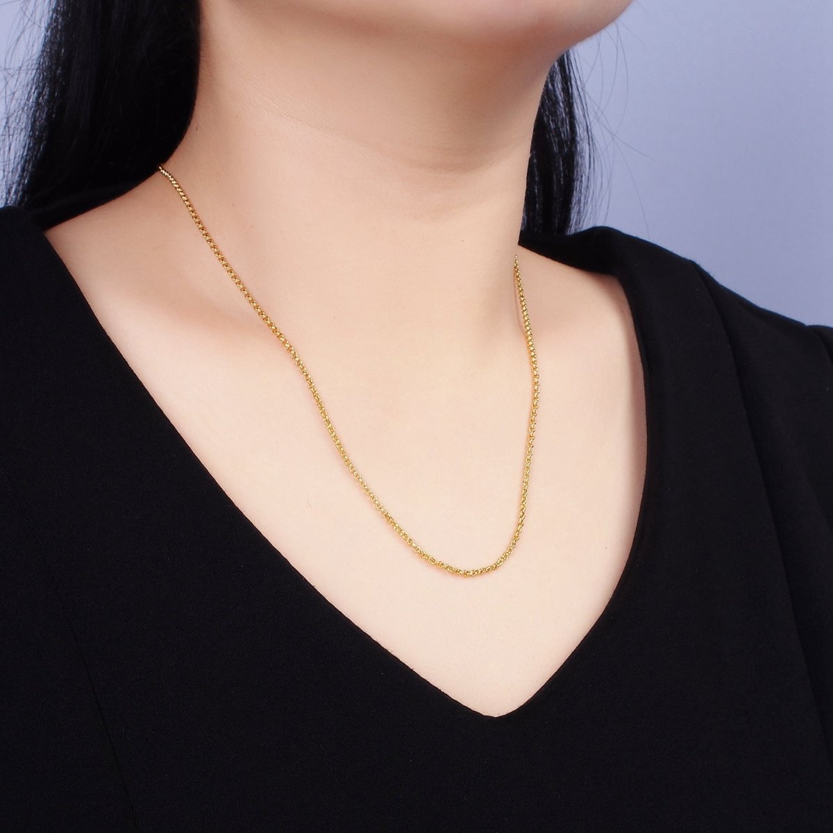 24K Gold Filled 2mm Dainty Rollo Chain 19.75 Inch Layering Necklace | WA-1940 Clearance Pricing