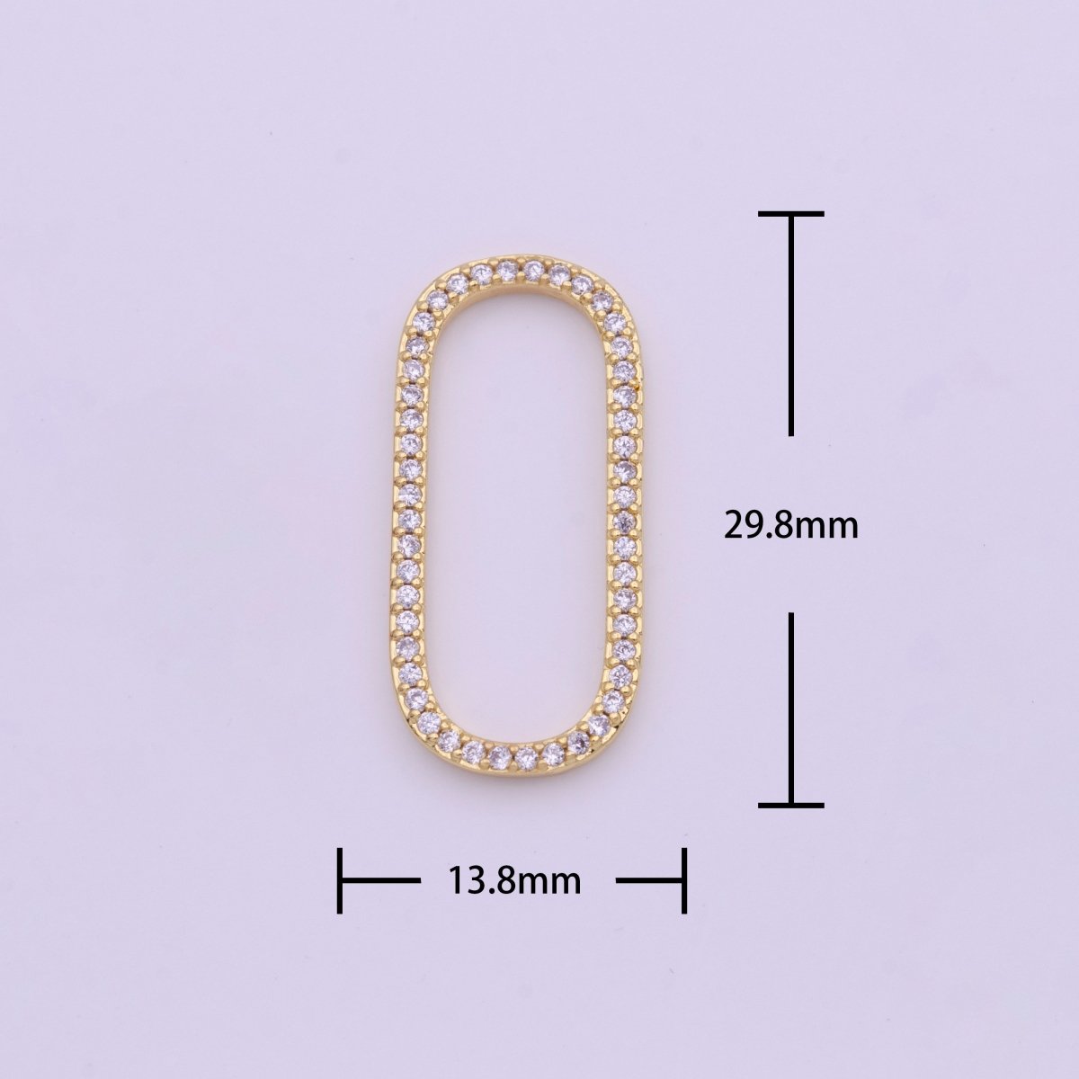24K Gold Filled 30mm Clear Micro Paved CZ Open Oblong Paperclip Link Jewelry Making Supply | Z-334
