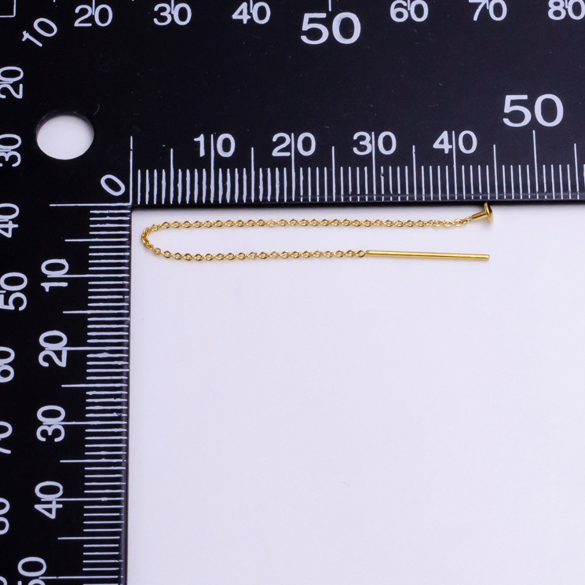 24K Gold Filled 3.5 Inches Cable Rolo Link Chain Long Threader Earring Making Supply | AE821