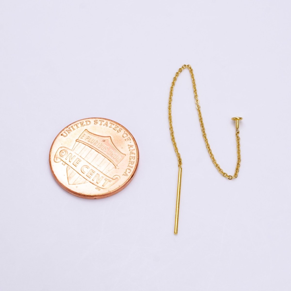 24K Gold Filled 3.5 Inches Cable Rolo Link Chain Long Threader Earring Making Supply | AE821