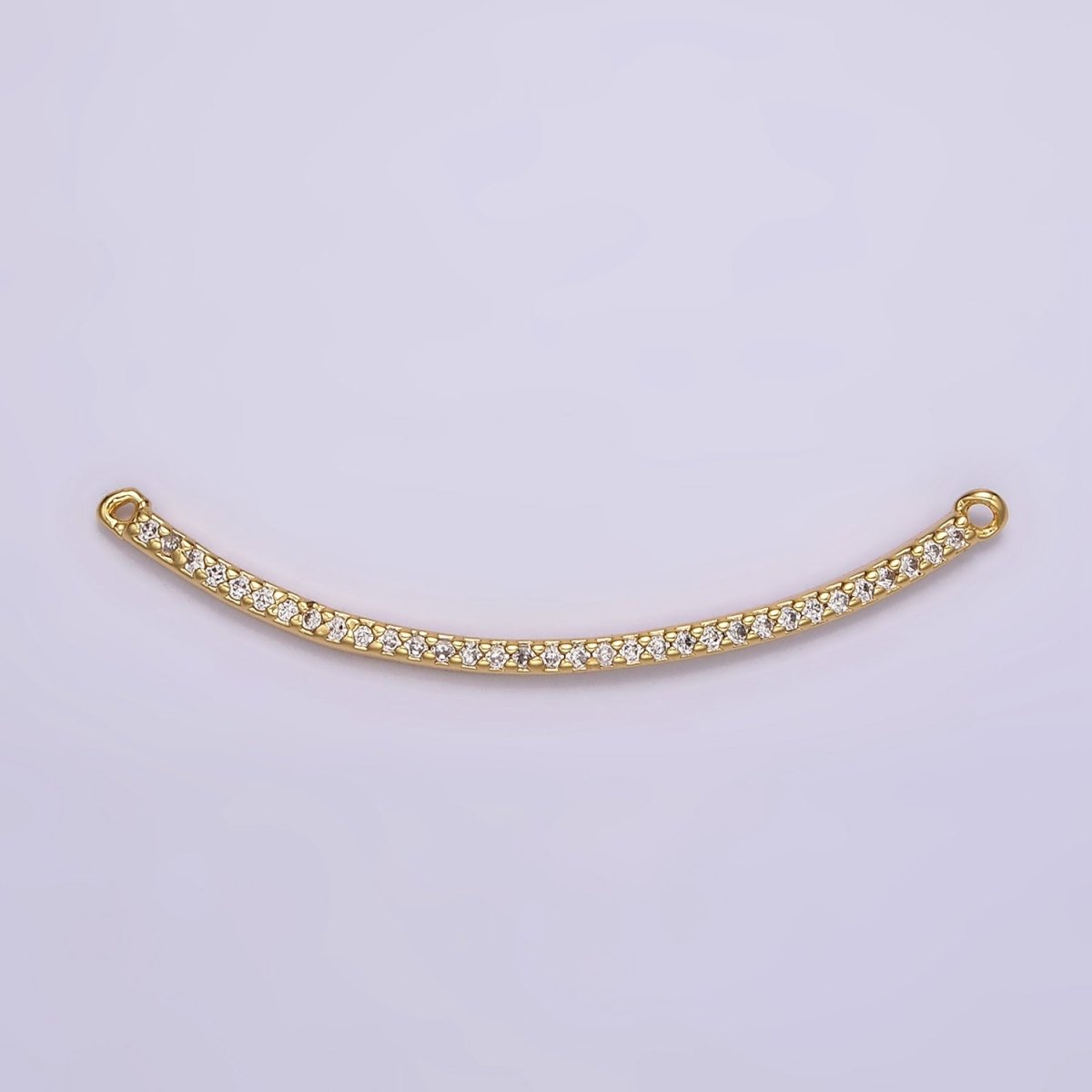 24K Gold Filled 40mm Clear Micro Paved CZ Curved Band Connector | G801