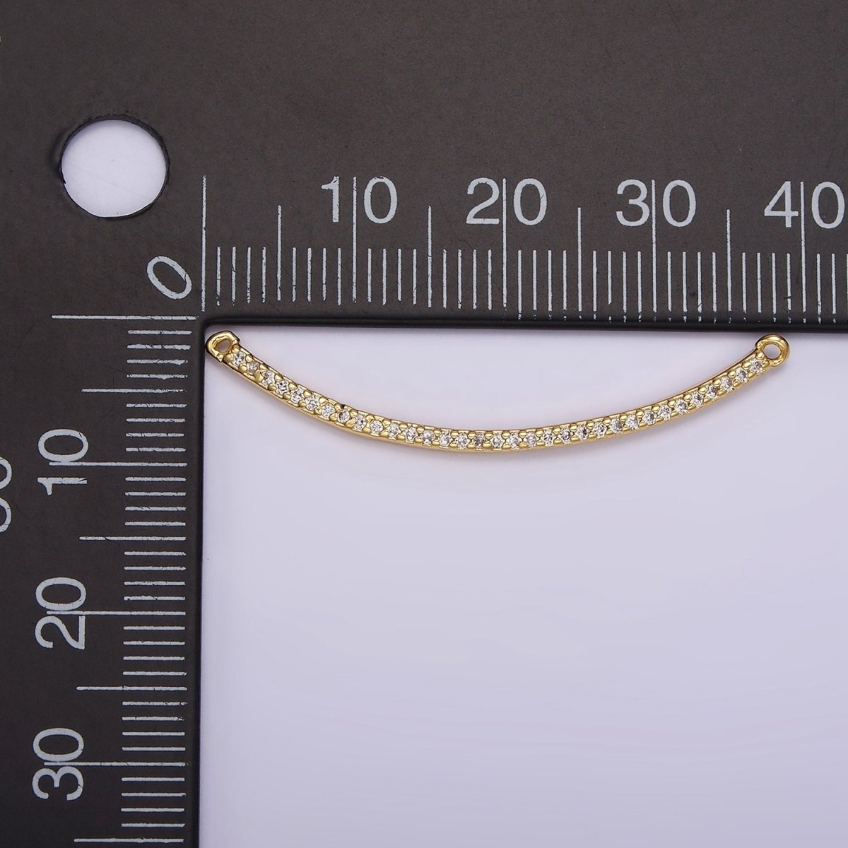 24K Gold Filled 40mm Clear Micro Paved CZ Curved Band Connector | G801