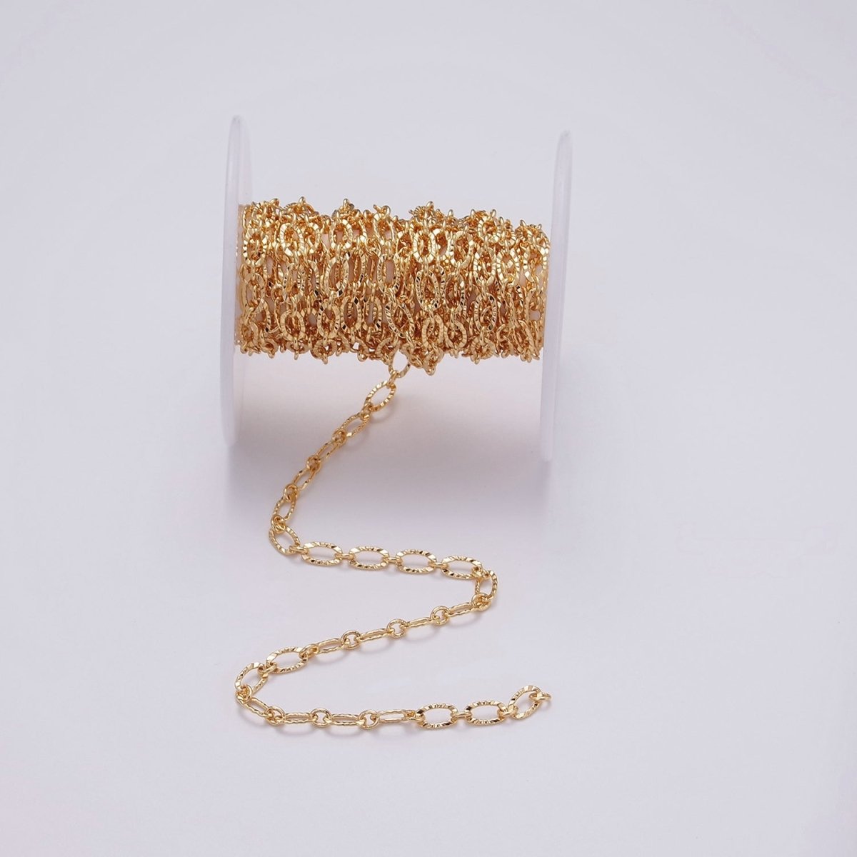 24K Gold Filled 4.3mm Sunburst Oval Cable Link Chain Unfinished Chain For Jewelry Making | ROLL-1385 Clearance Pricing
