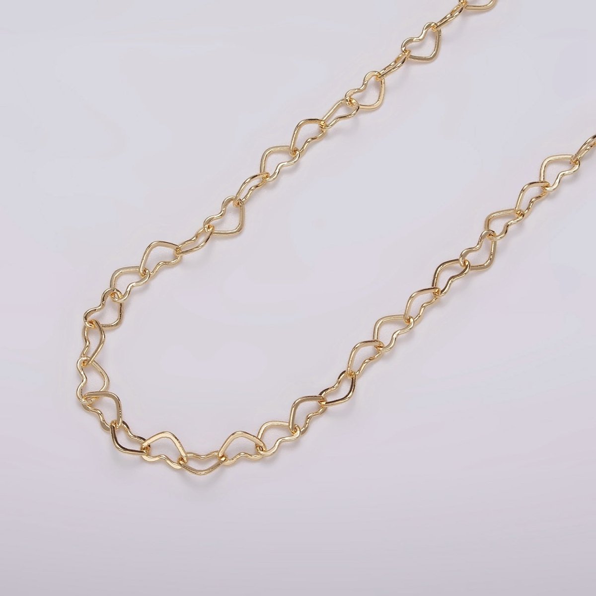 24K Gold Filled 4.4mm Heart Cable Link Chain Unfinished Chain For Jewelry Making | ROLL-1386