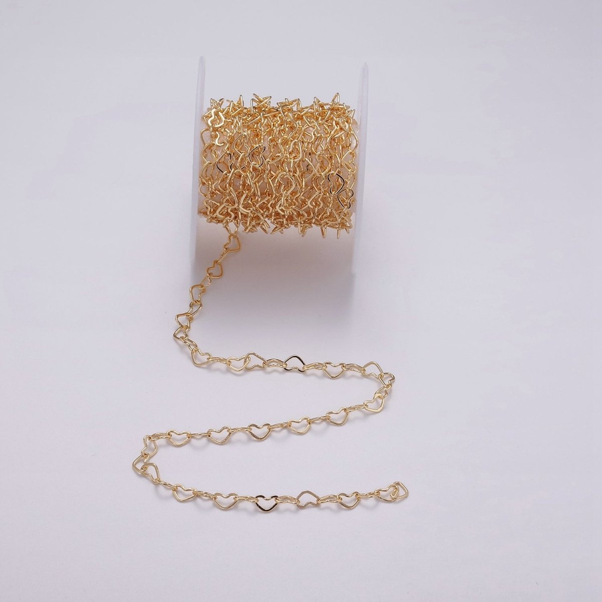 24K Gold Filled 4.4mm Heart Cable Link Chain Unfinished Chain For Jewelry Making | ROLL-1386