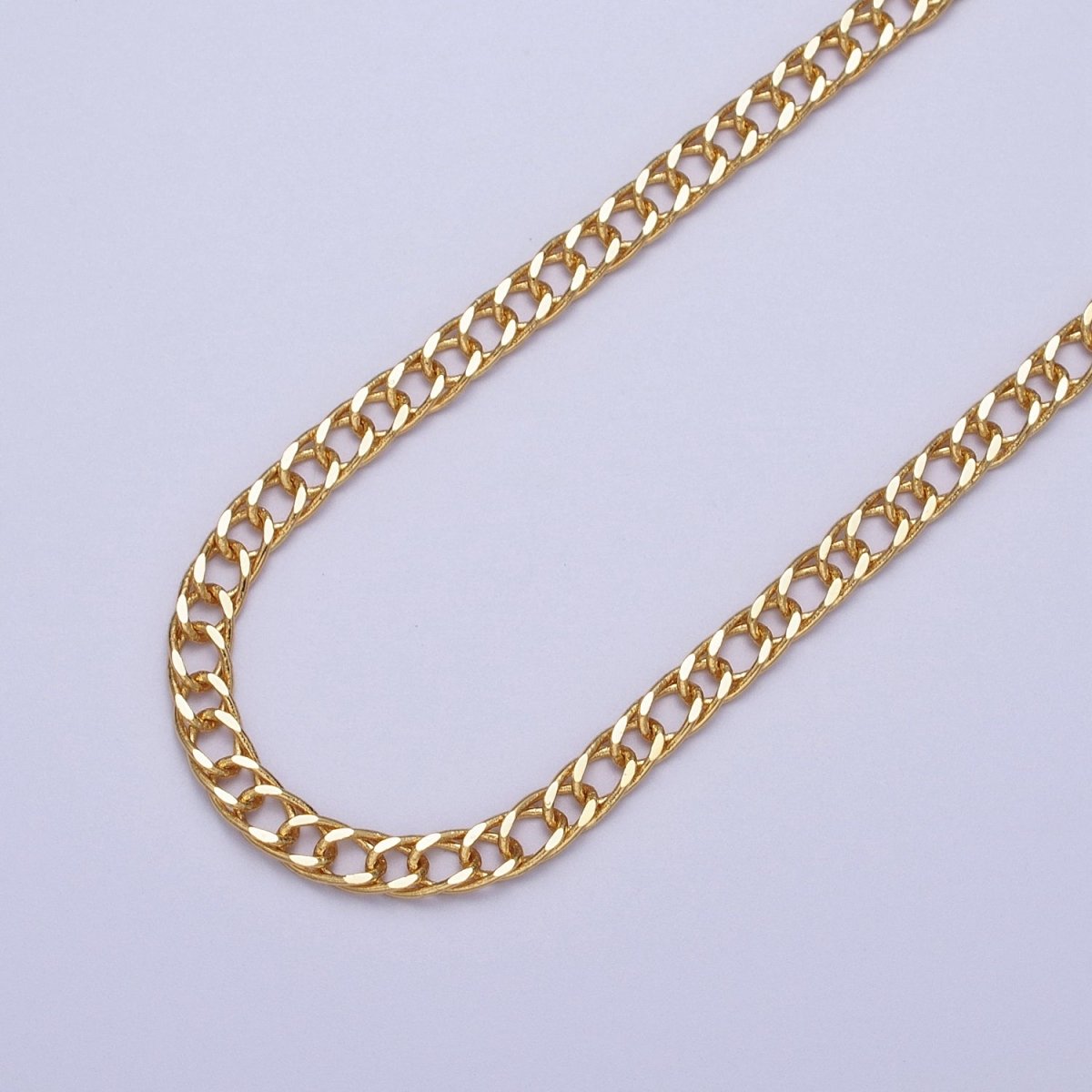 24K Gold Filled 4.5mm Flat Curb Oval Link Unfinished Statement Chain by Yard | ROLL-1068 Clearance Pricing